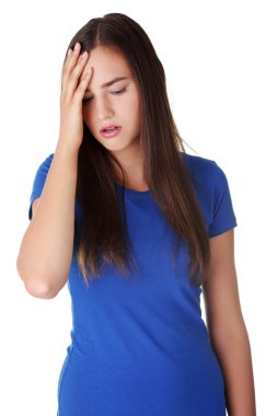 üzgün, genç bir kadın, sahip büyük bir sorun ya da depresyon