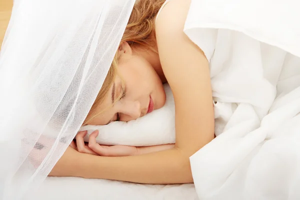 Portrait of young beautiful sleeping woman — Stock Photo, Image