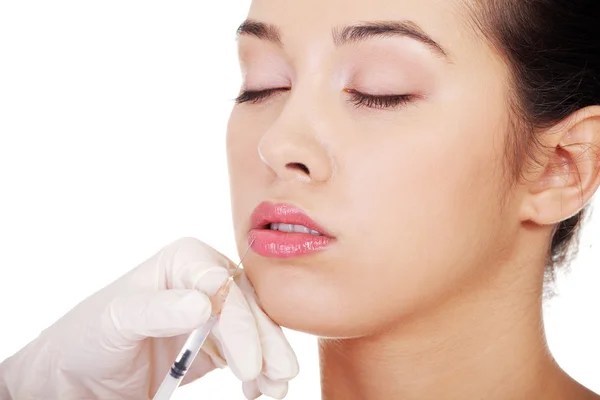 Injeção cosmética de botox no rosto feminino — Fotografia de Stock