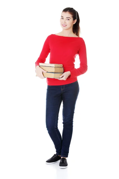 Giovane studentessa caucasica con libri — Foto Stock