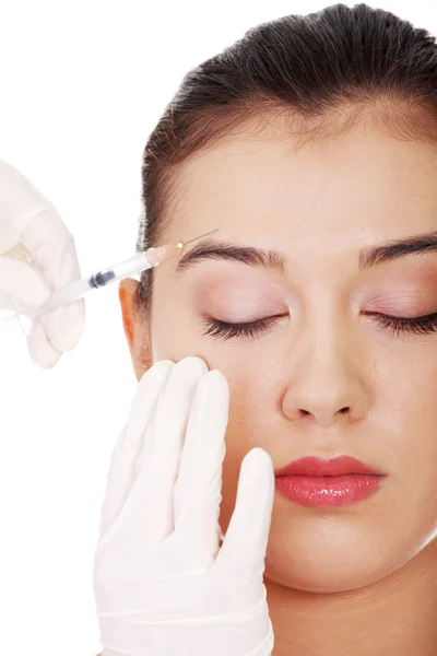 Cosmetic botox injection in the female face — Stock Photo, Image