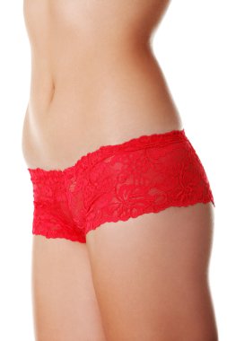 Kırmızı külot kadın vücudu fit