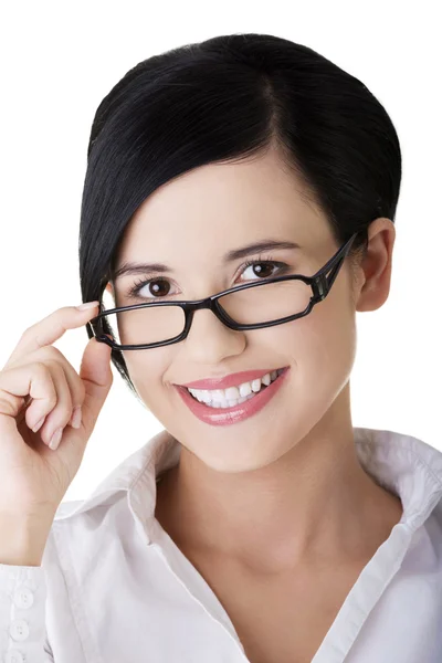 Junge Geschäftsfrau oder Studentin in eleganter Kleidung — Stockfoto