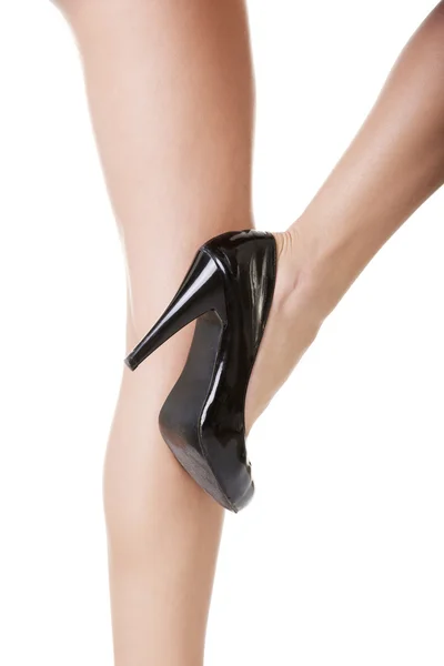 Ženské nohy a vysoké boty na podpatku — Stock fotografie