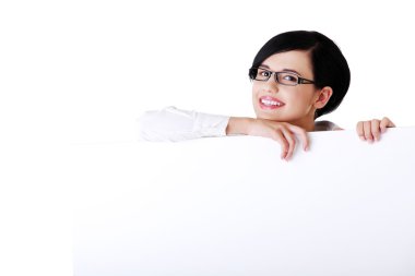 iş kadını gösteren boş tabela