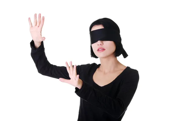 Portrait of the young woman blindfold — Stock Photo, Image