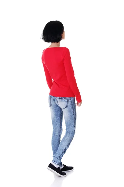 Young casual woman from behind — Stock Photo, Image