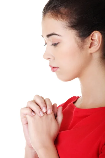 Jonge Kaukasische vrouw bidden — Stockfoto