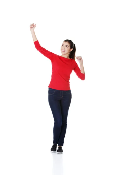 Young woman with fists up — Stock Photo, Image