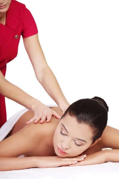 Pretty woman relaxing being massaged — Stock Photo, Image