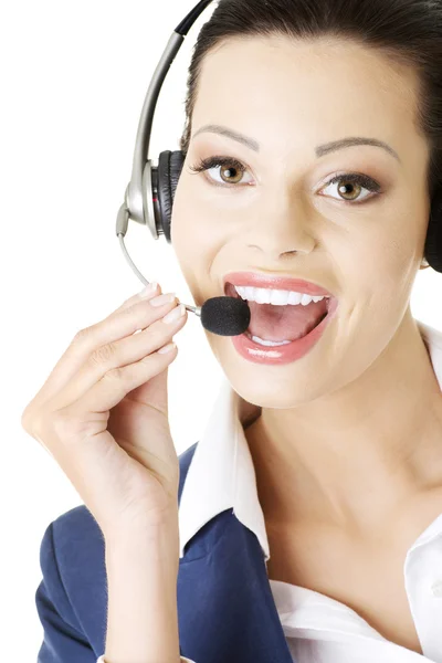 Beautiful young call-center assistant — Stock Photo, Image