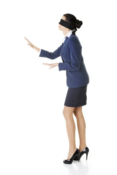 Portrait of a beautiful young blindfold businesswoman — Stock Photo, Image