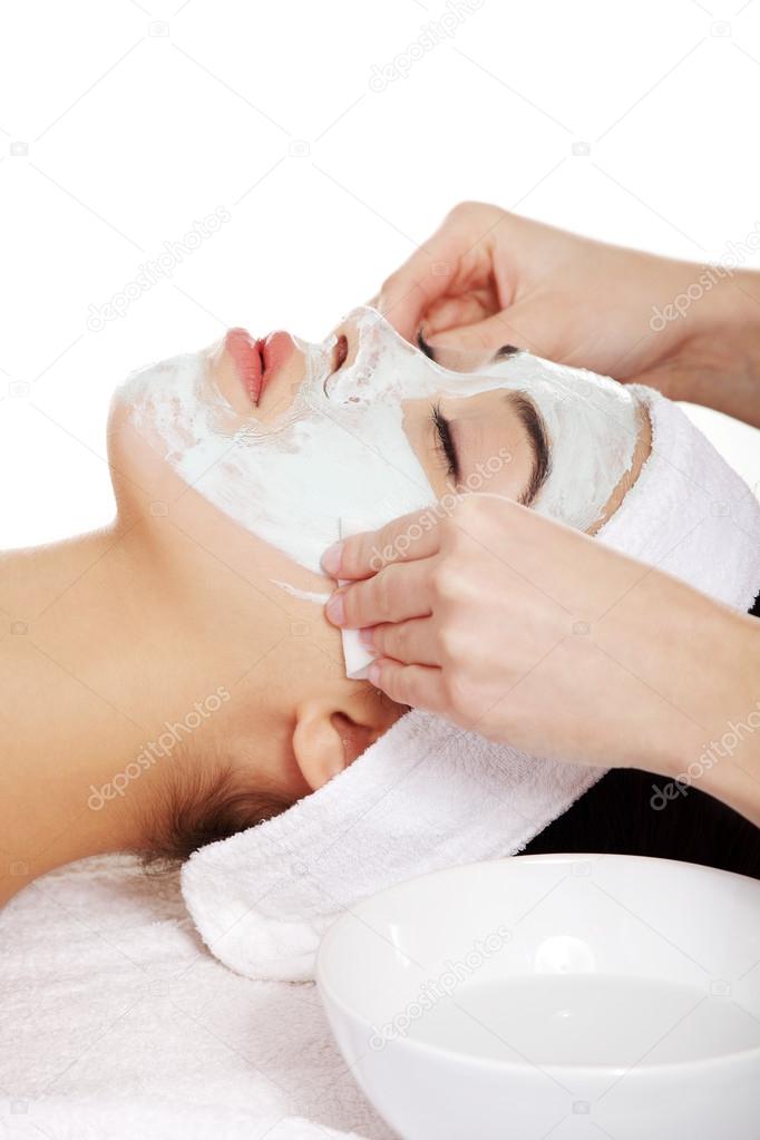 Beauty treatment in spa salon.