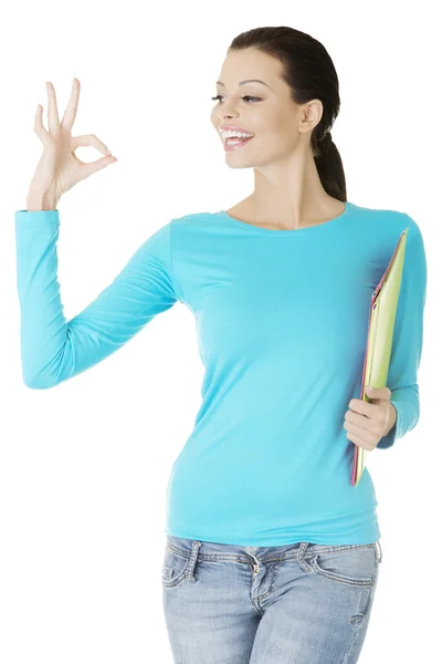 Young student woman gesturing perfect. — Stock Photo, Image