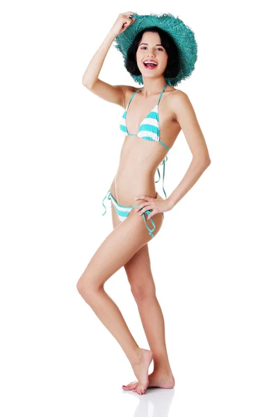 Sexy brunette woman posing in bikini — Stock Photo, Image