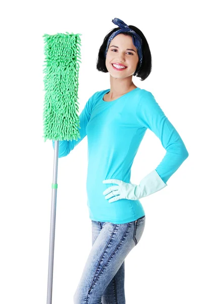 Felice donna di pulizia ritratto — Foto Stock