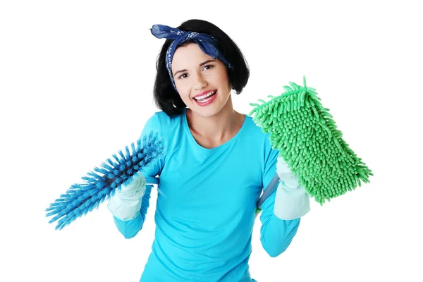 Happy cleaning woman portrait — Stock Photo, Image