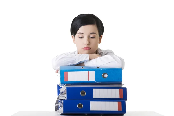 Tired and exhousted business woman. — Stock Photo, Image