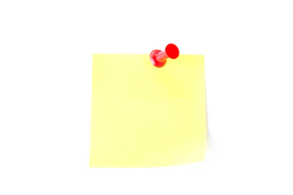 Yellow sticky note with pushpin — Stock Photo, Image