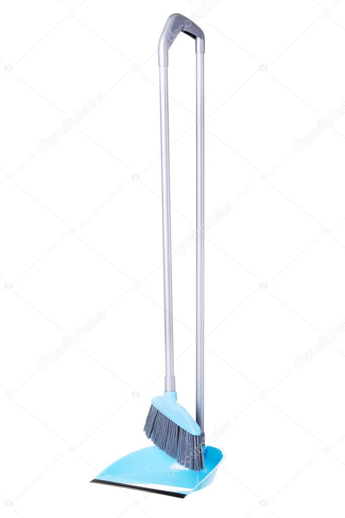 Blue broom and scoop