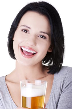 bira güzel mutlu bir kadınla