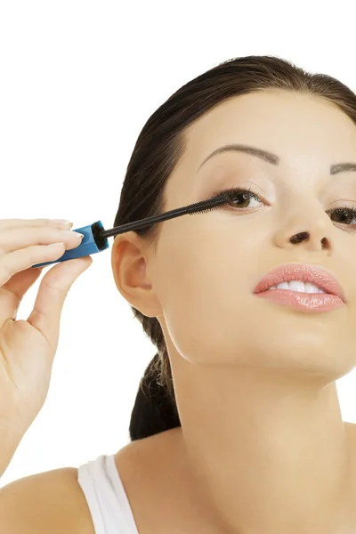 Woman face with mascara brush — Stock Photo, Image