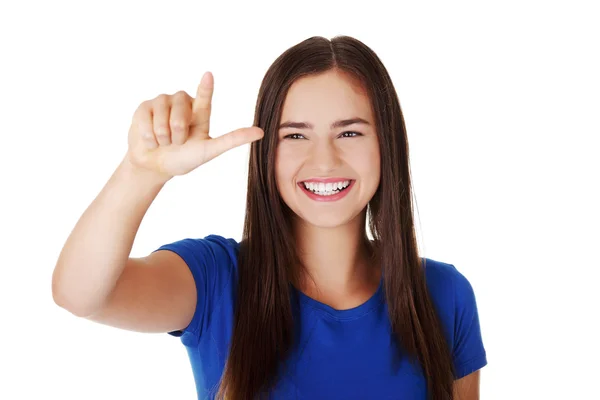 Jovem bela mulher fazendo escolha — Fotografia de Stock