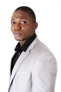 Afro Amerikan emin işadamı portresi.