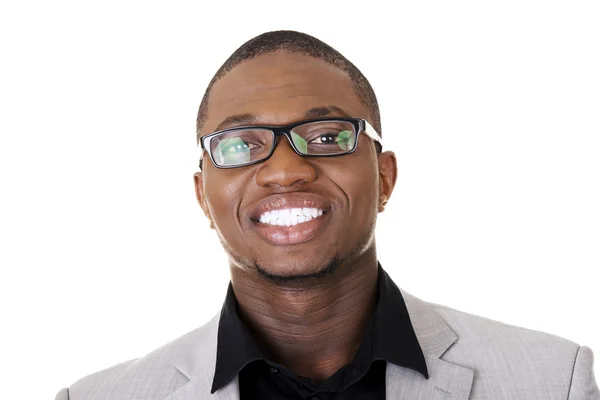 Feliz hombre de negocios negro inteligente sonriendo —  Fotos de Stock