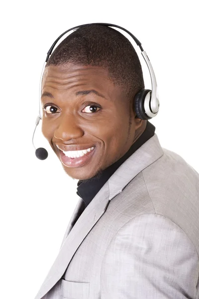 Operador de telefonía de soporte en auriculares — Foto de Stock