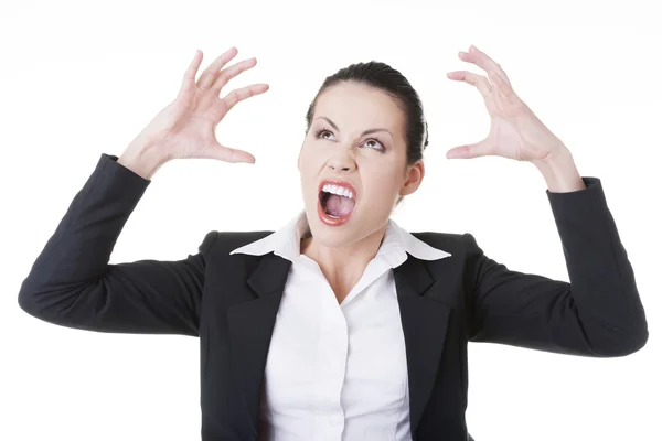 Çığlık öfkeli veya stresli iş kadını — Stok fotoğraf