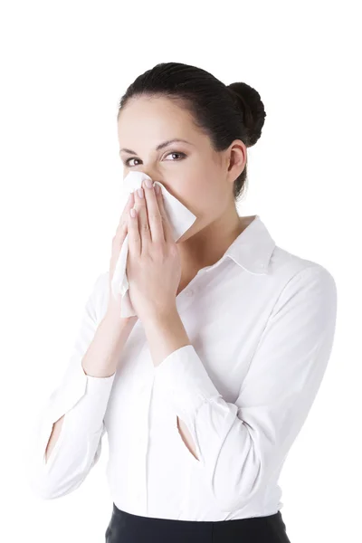 Mujer con alergia o resfriado —  Fotos de Stock