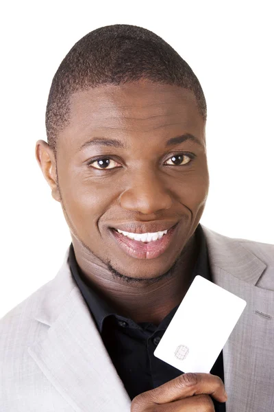 Businessman with blank business card — Stock Photo, Image