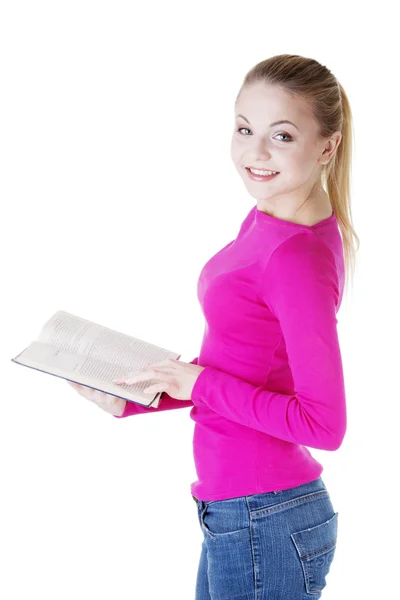 Blond woman reading book — Stock Photo, Image