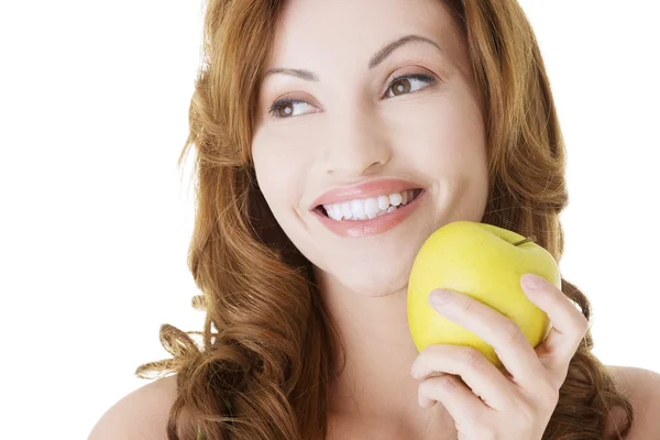 Beautiful woman with apple — Stock Photo, Image