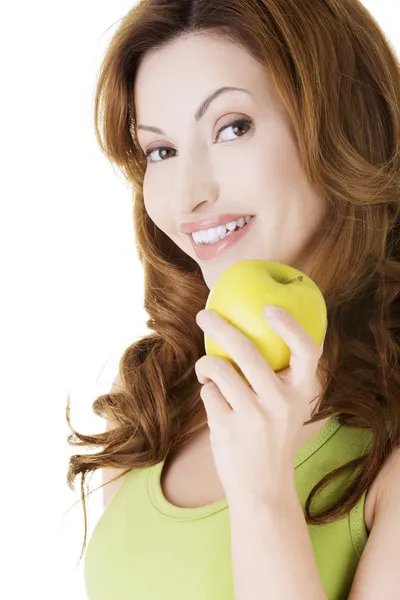 Hermosa mujer con manzana — Foto de Stock