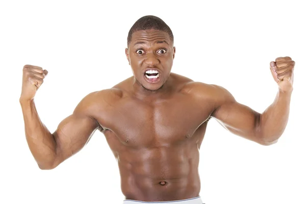 Angry black muscular man — Stock Photo, Image