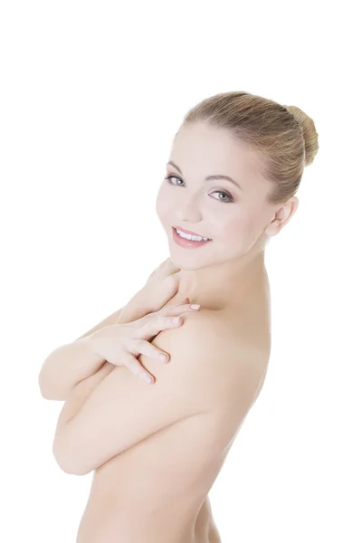 Sensuele topless mooi blond meisje — Stockfoto