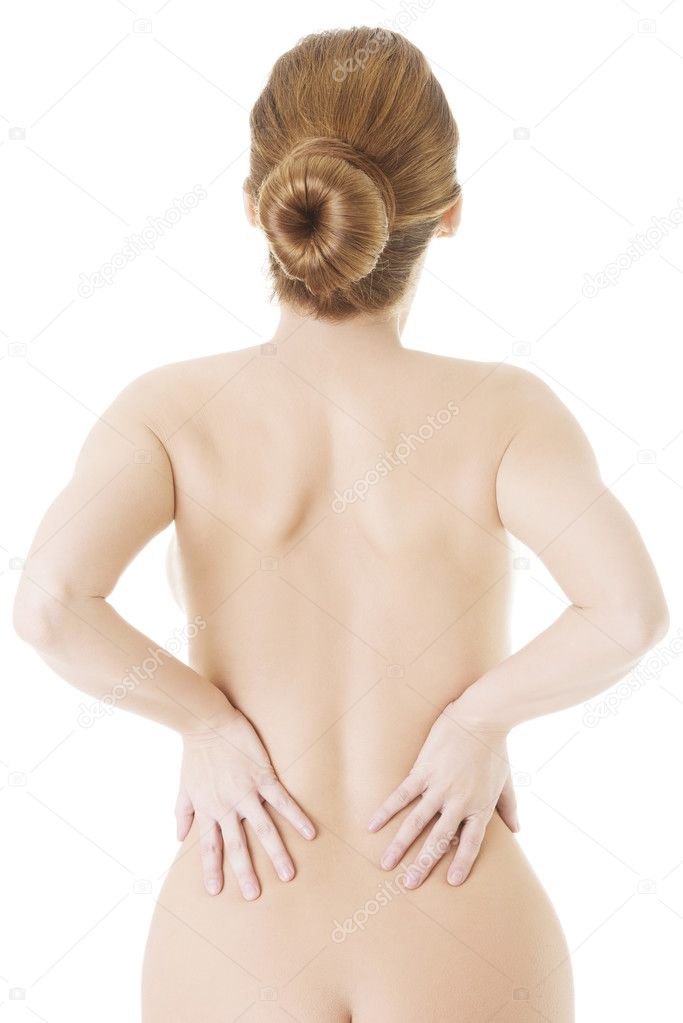 Woman with pain in her back.