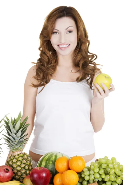 Krásná žena s ovocem — Stock fotografie