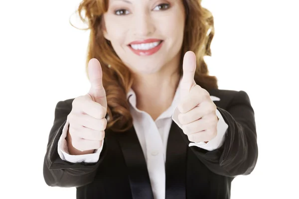 Business woman with thumbs up, ok gesture — Stock Photo, Image