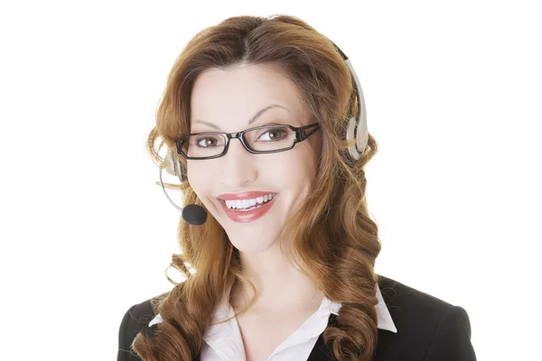 Vackra callcenter assistent leende — Stockfoto