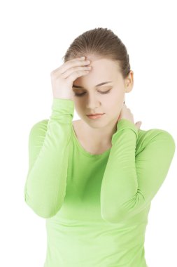 kadın üzgün var büyük bir sorun, depresyon ya da baş ağrısı