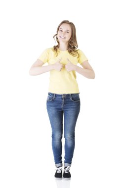 casual Teen kadın el başparmak yukarı elbise.