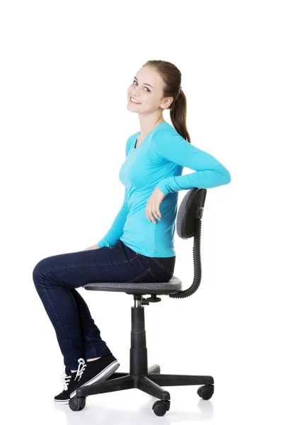 Woman sitting on a wheel chair. — Stock Photo, Image