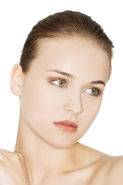 Beautiful woman's face with fresh clean skin — Stock Photo, Image