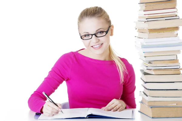 Estudante feliz menina aprendizagem — Fotografia de Stock