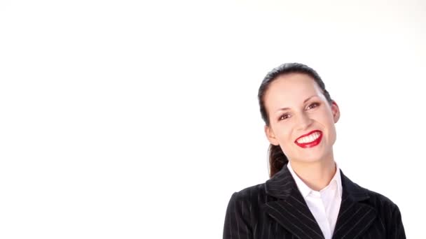 Happy businesswoman over white background — Stock Video