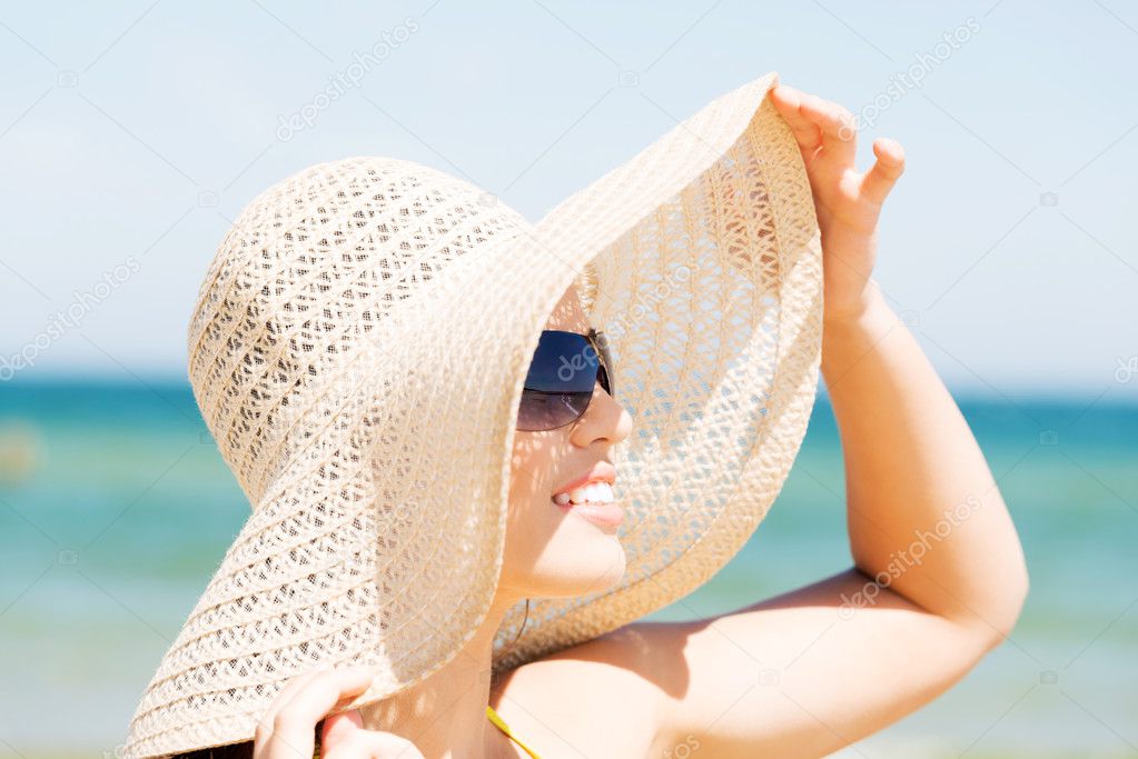 Beautiful woman on a beach.