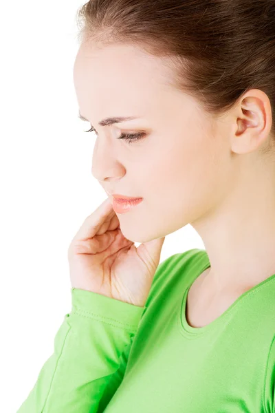 Tiener vrouw met een verschrikkelijke tand pijn. — Stockfoto